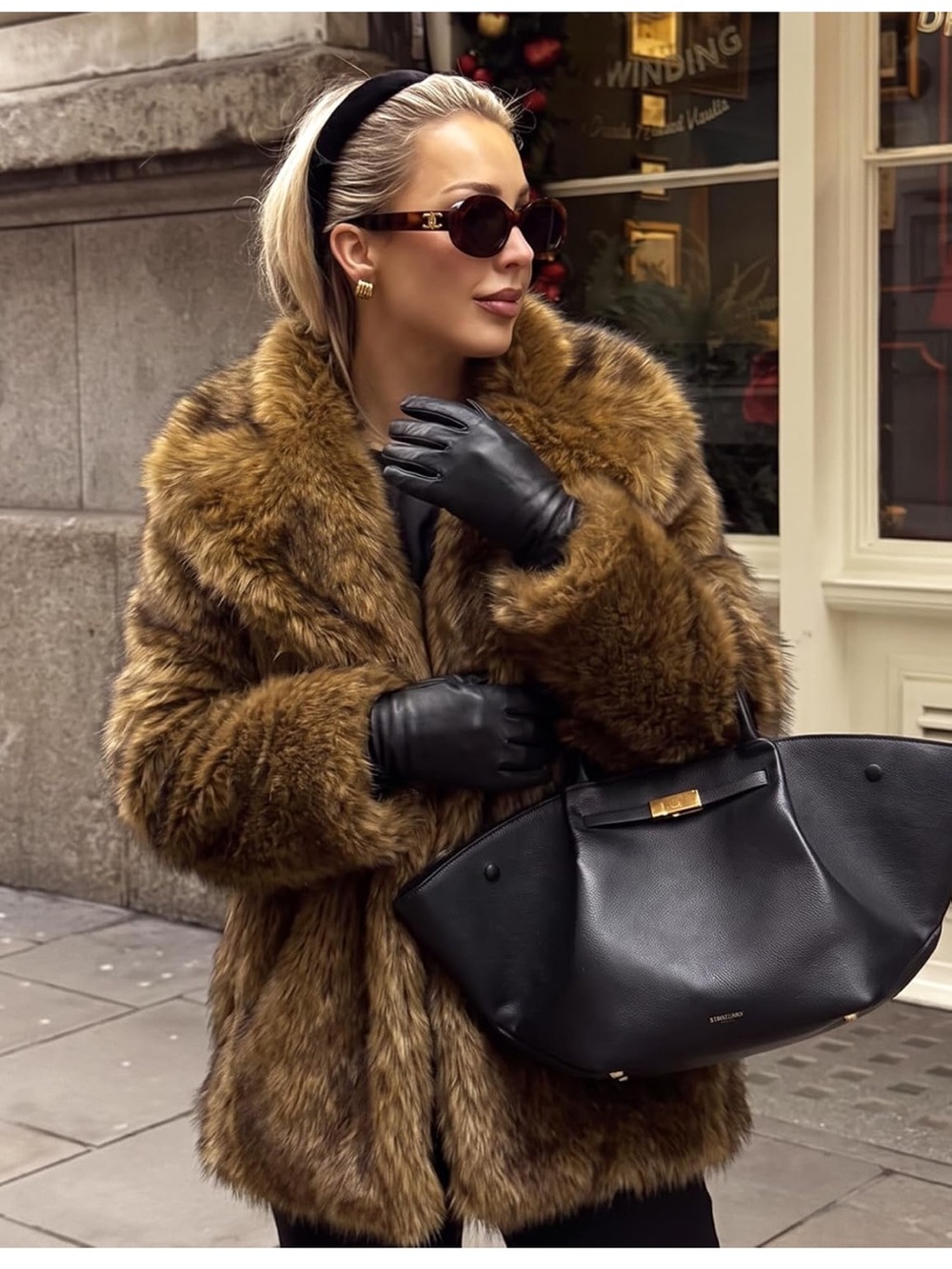 women shaggy two tones faux fur warm jacket
